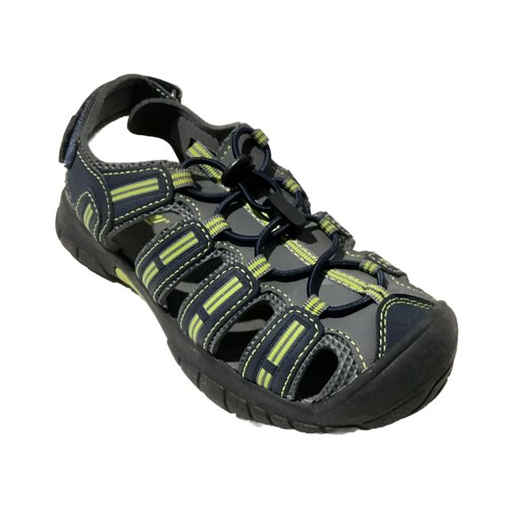 Khombu Sandals Kids Size 2 Gray Green Accents Dillon Breathable Closed Toe - Picture 1 of 11